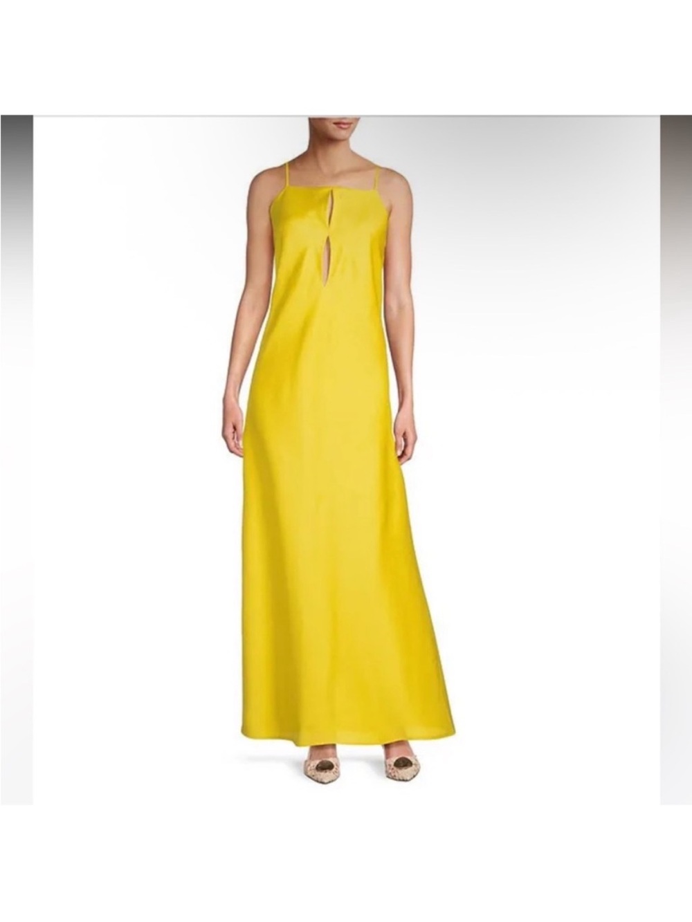ANTONIO MELANI Yellow Spaghetti-Strap Maxi with Front Slit